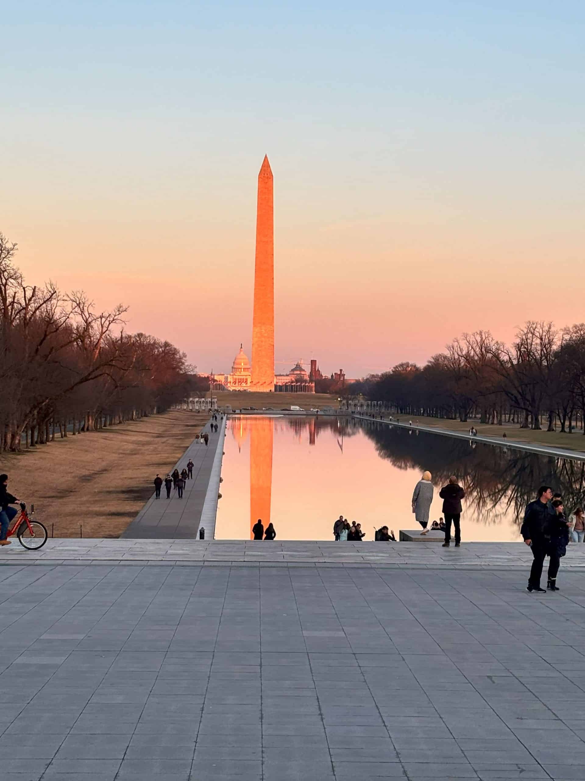 The Washington Monument and Capitol were captured in this picture taken from the steps of The Lincoln Memorial. 
