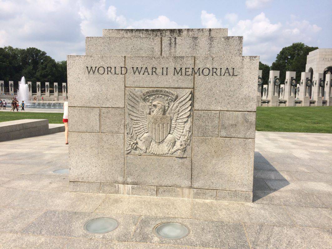 The World War II Memorial front inscription. 