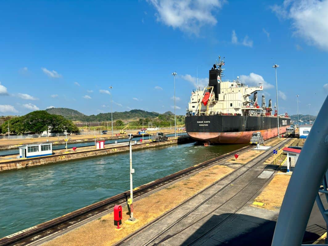 Ship passing through the Panama Canal. AMAZING watching the process.