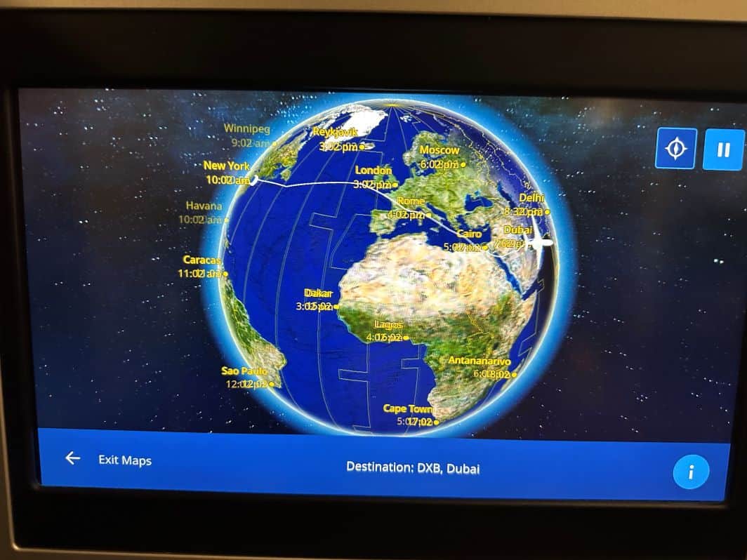 Picture of the flight map as shown on the seat back entertainment.