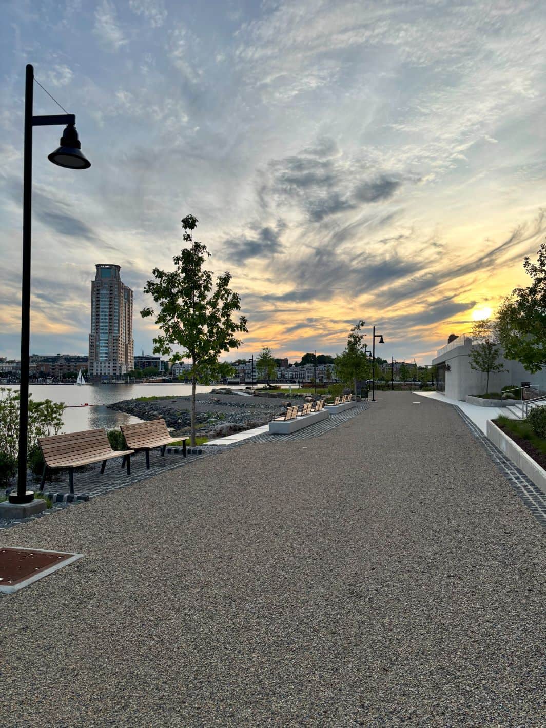 Walking path along the water in Fells Point.
