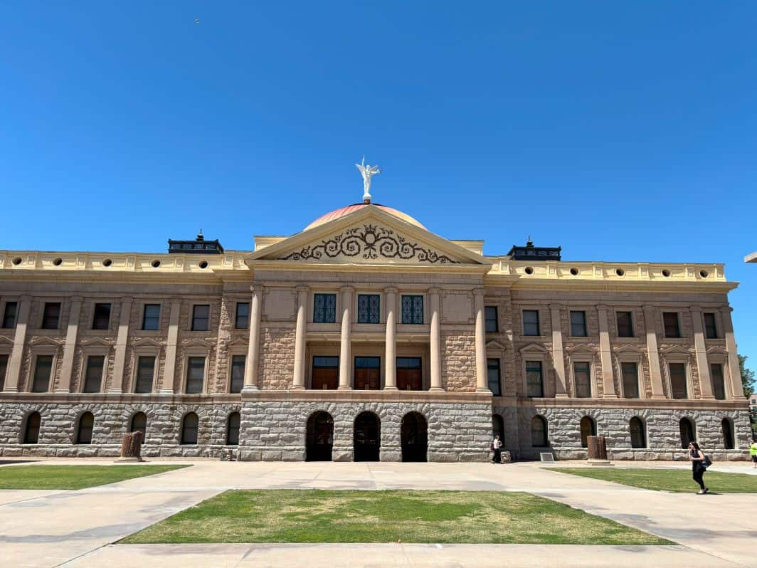 The magnificent statue on top of the Arizona State Capitol