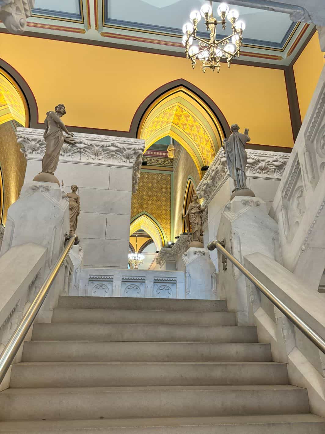 The statues lining the stairways. 
