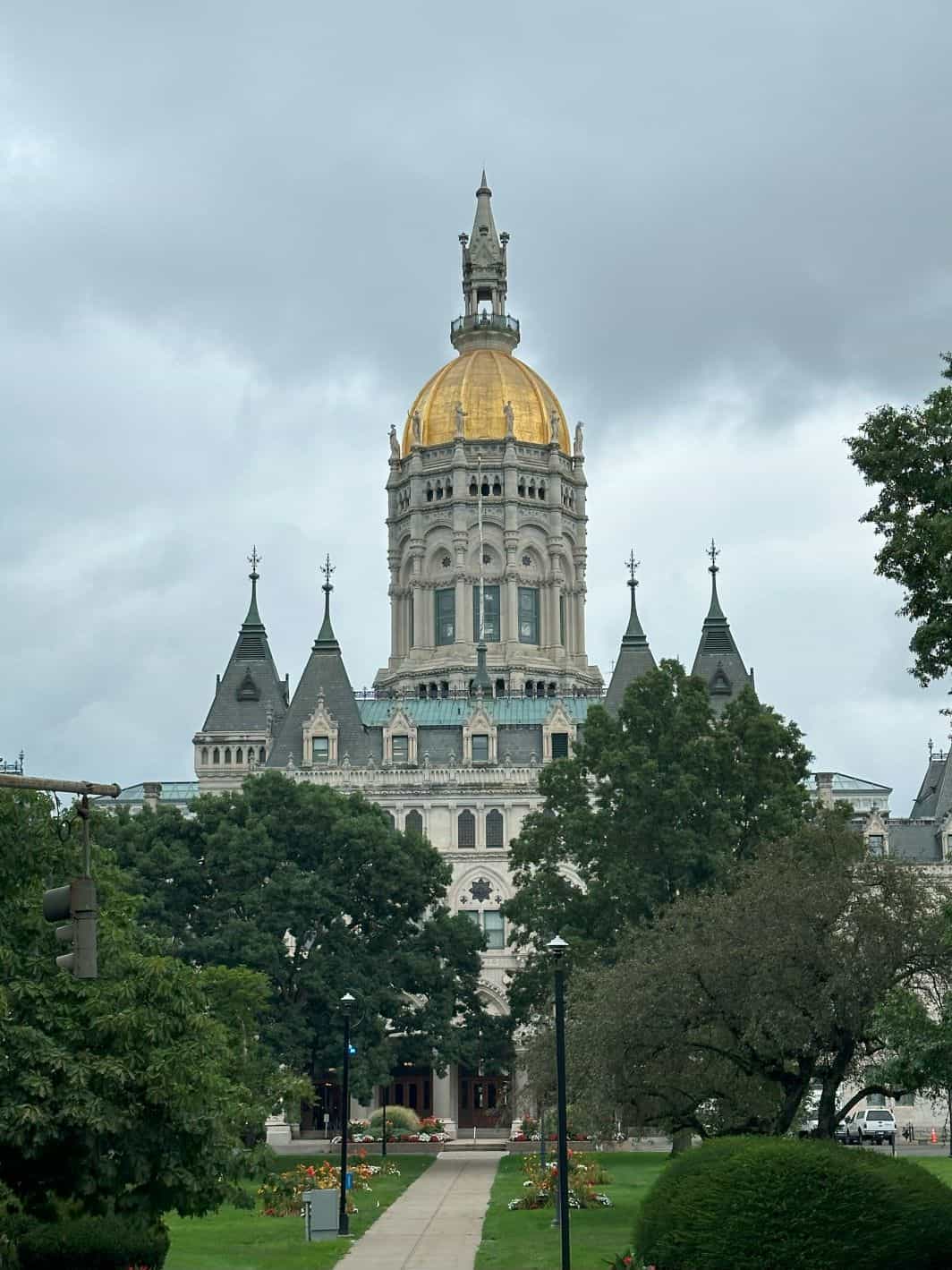 Approaching the enchanting Connecticut State Capitol. 