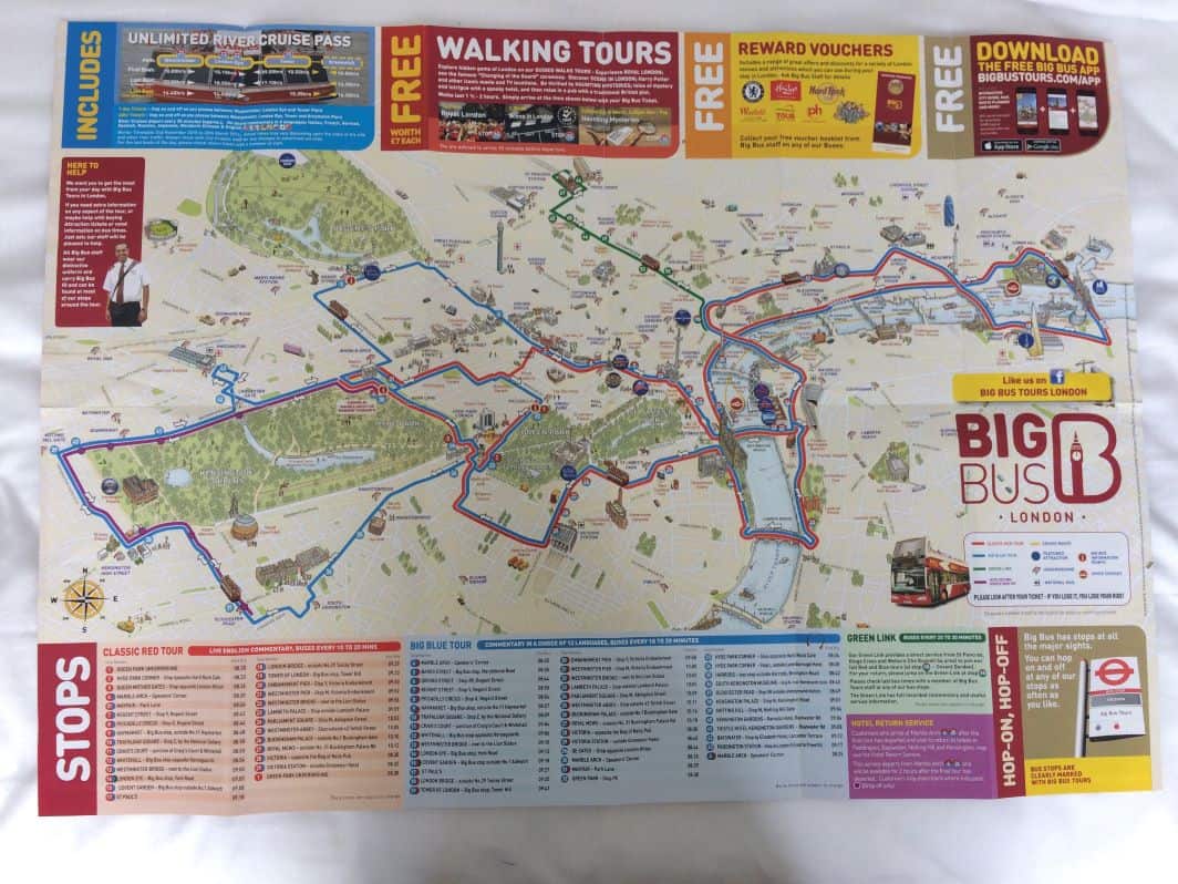 Route Maps for Big Bus Tour in London, England