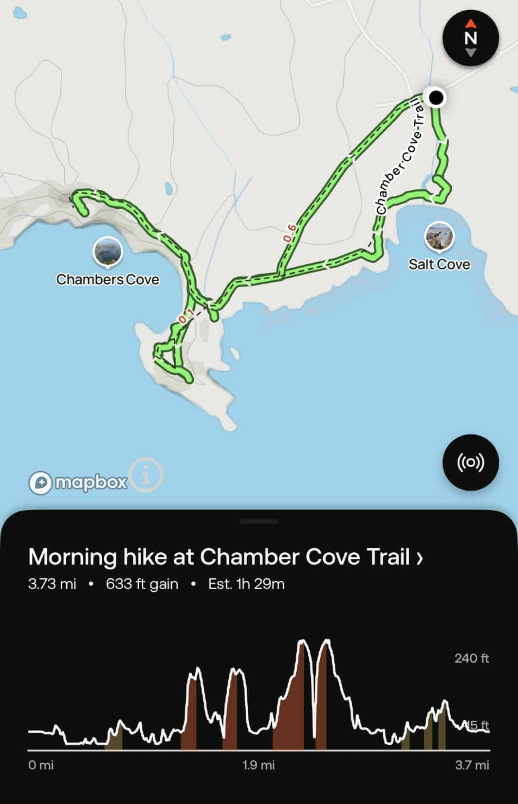 Our map after walking the Chamber Cove Trail. 