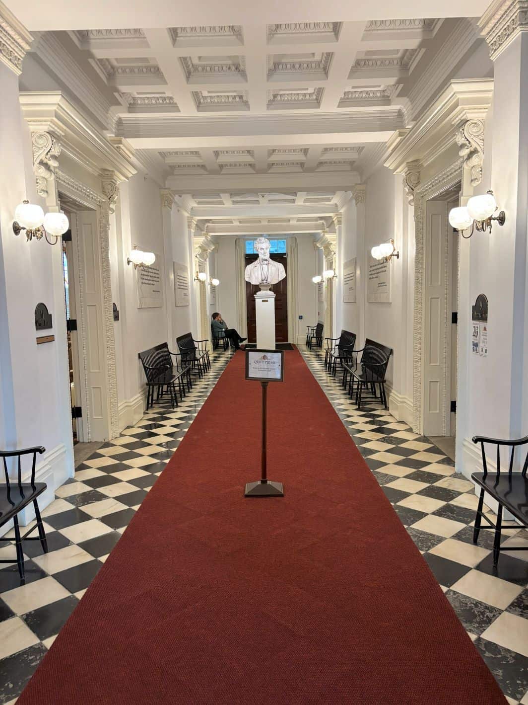The bust of Lincoln on the first floor. 