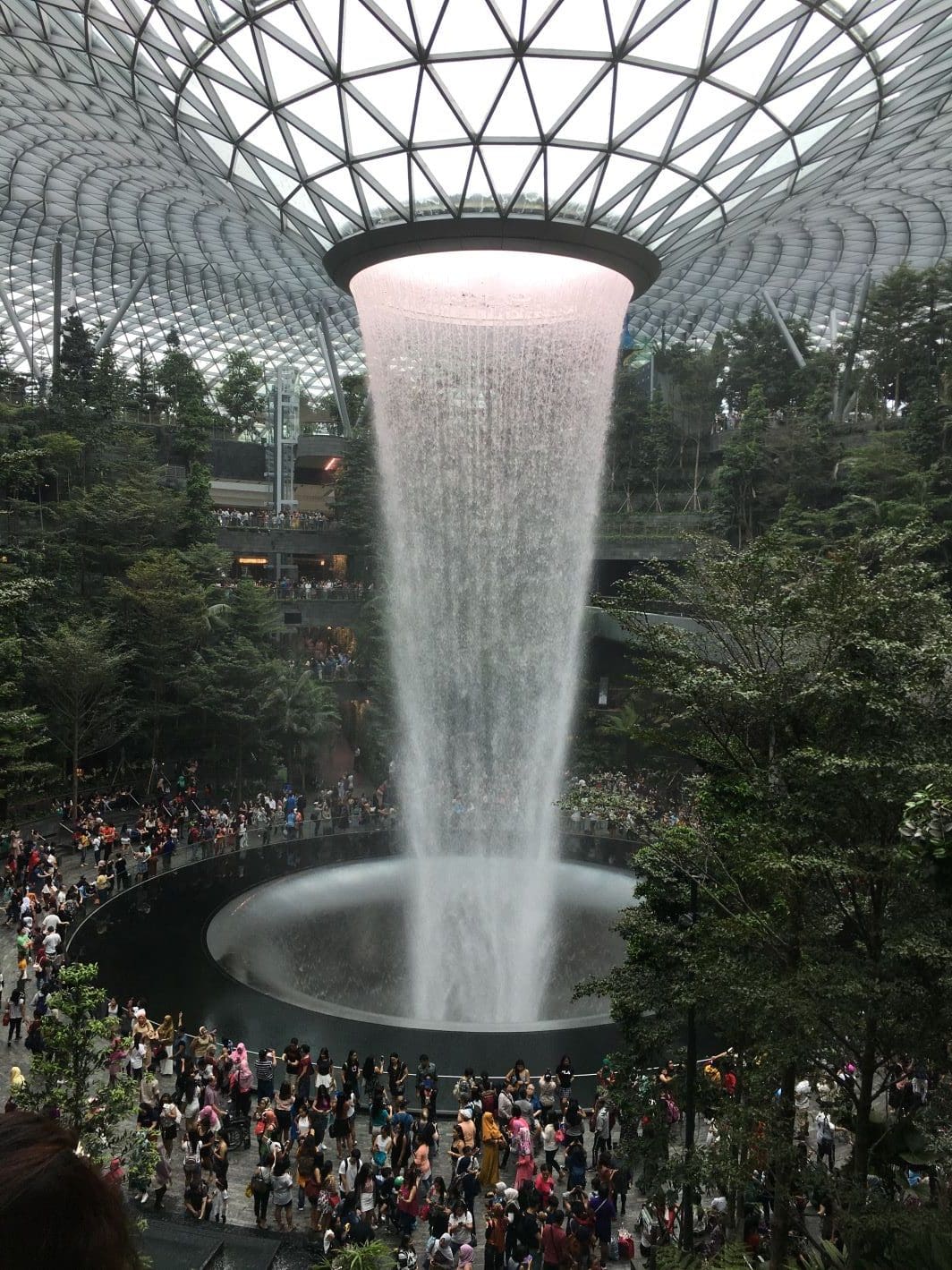 The waterfall at the Singapore Airport