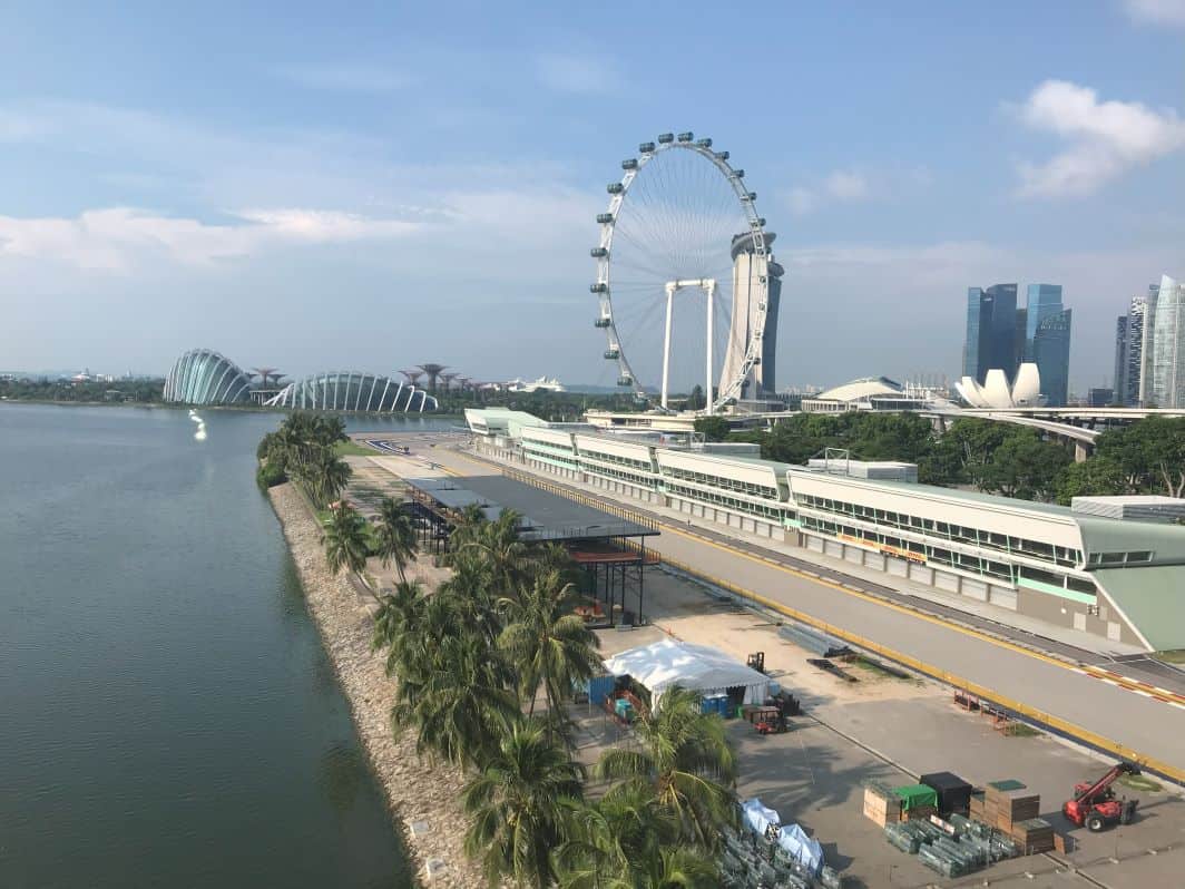 The Singapore Flyer and a portion of the Formula 1 Course. 