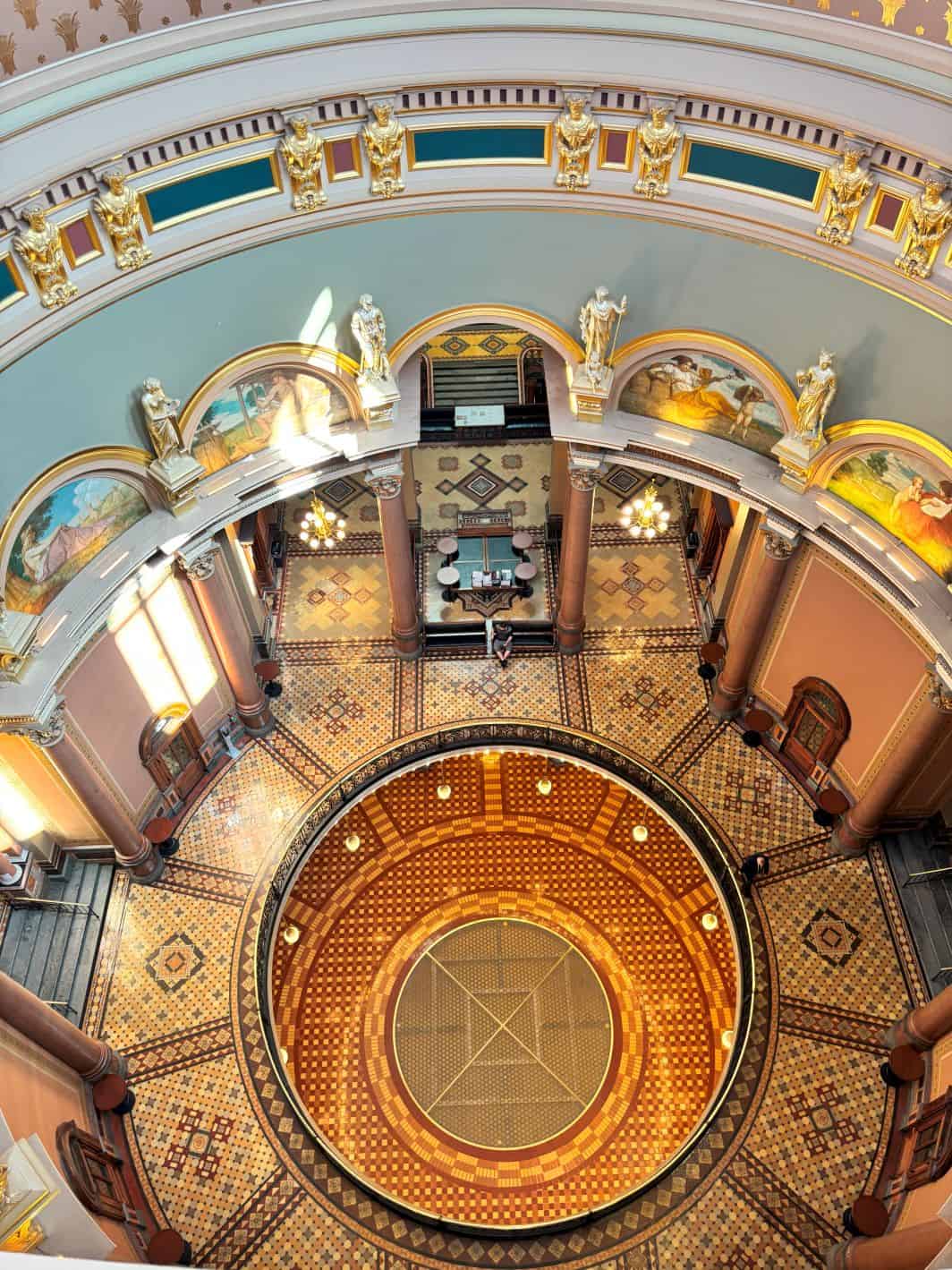 Looking down from the dome.