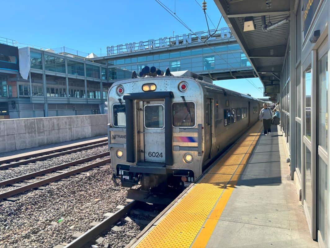 Boarding train at EWR