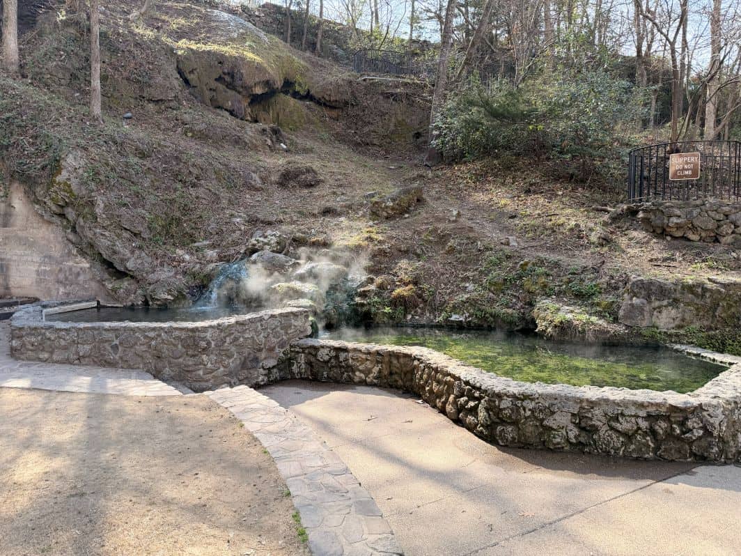 The steam rising off the spring.