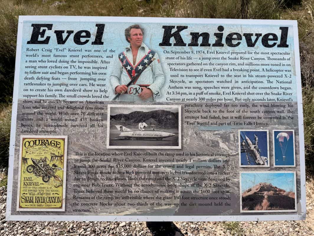 Sign at the Evel Knievel Jump Site