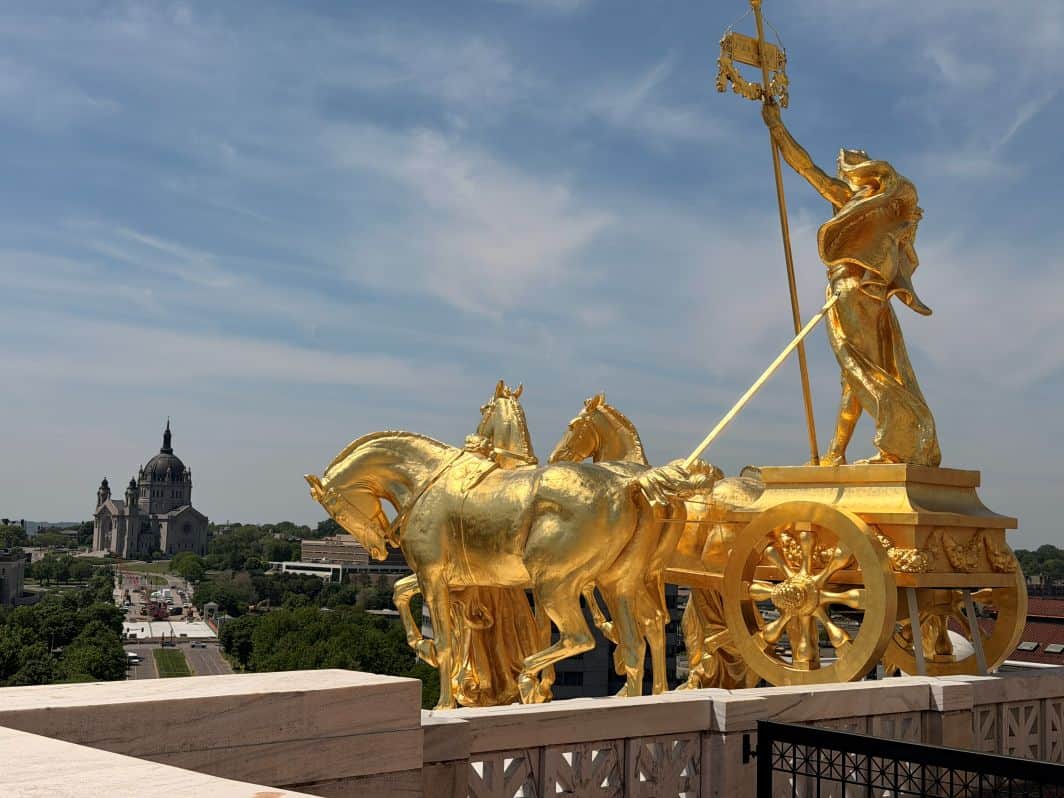 Standing near the Quadriga
